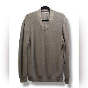 Zara Men's *NWOT Mint Green Long Sleeve V-Neck Cotton Knit Pullover Sweater- L